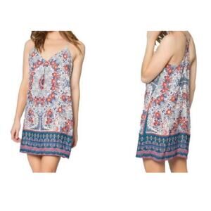 Lavender‎ Brown Floral Spaghetti Strap Racerback Sundress Size Small